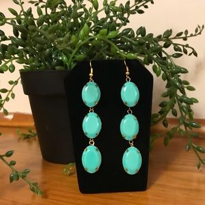 🛍SALE🛍 Turquoise Faceted 3 Stone Drop Earrings